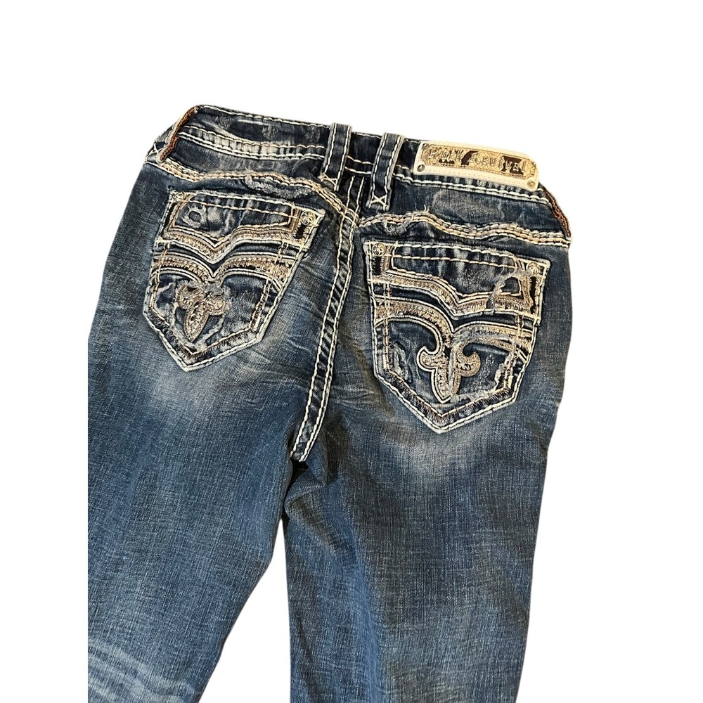 Rock Revival Janna Bootcut Jeans Women's Size 26 Embellished Distressed Blue